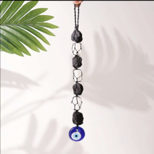 Energized Selenite, Black Tourmaline & Evil Eye Wall Hanging